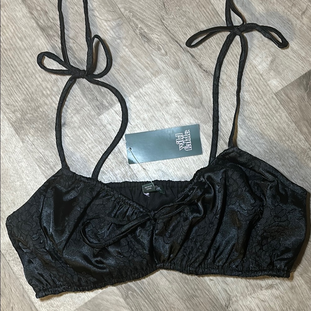 Wild Fable Black Bandeau with Ruched Design